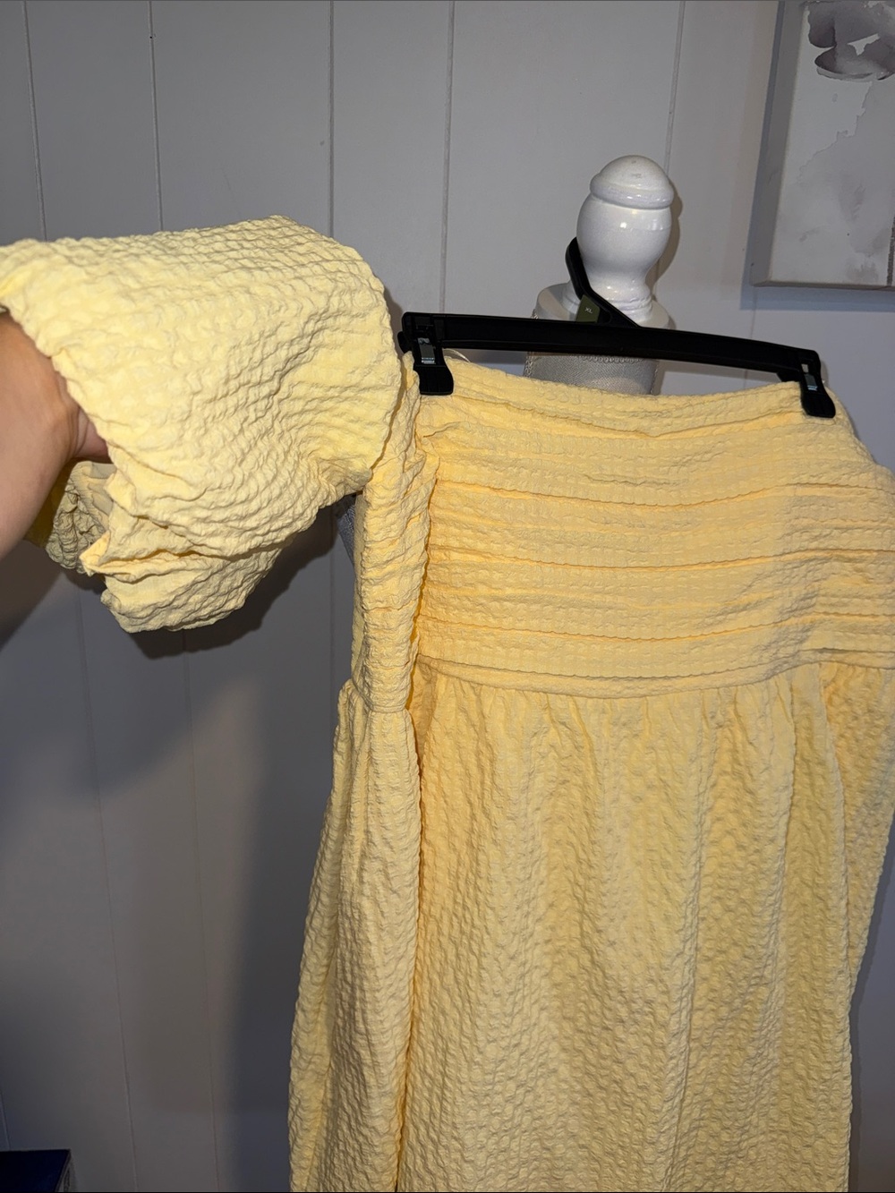 Abercrombie & Fitch Yellow Puff-Sleeve Smocked Mini Dress - Picture 2 of 10